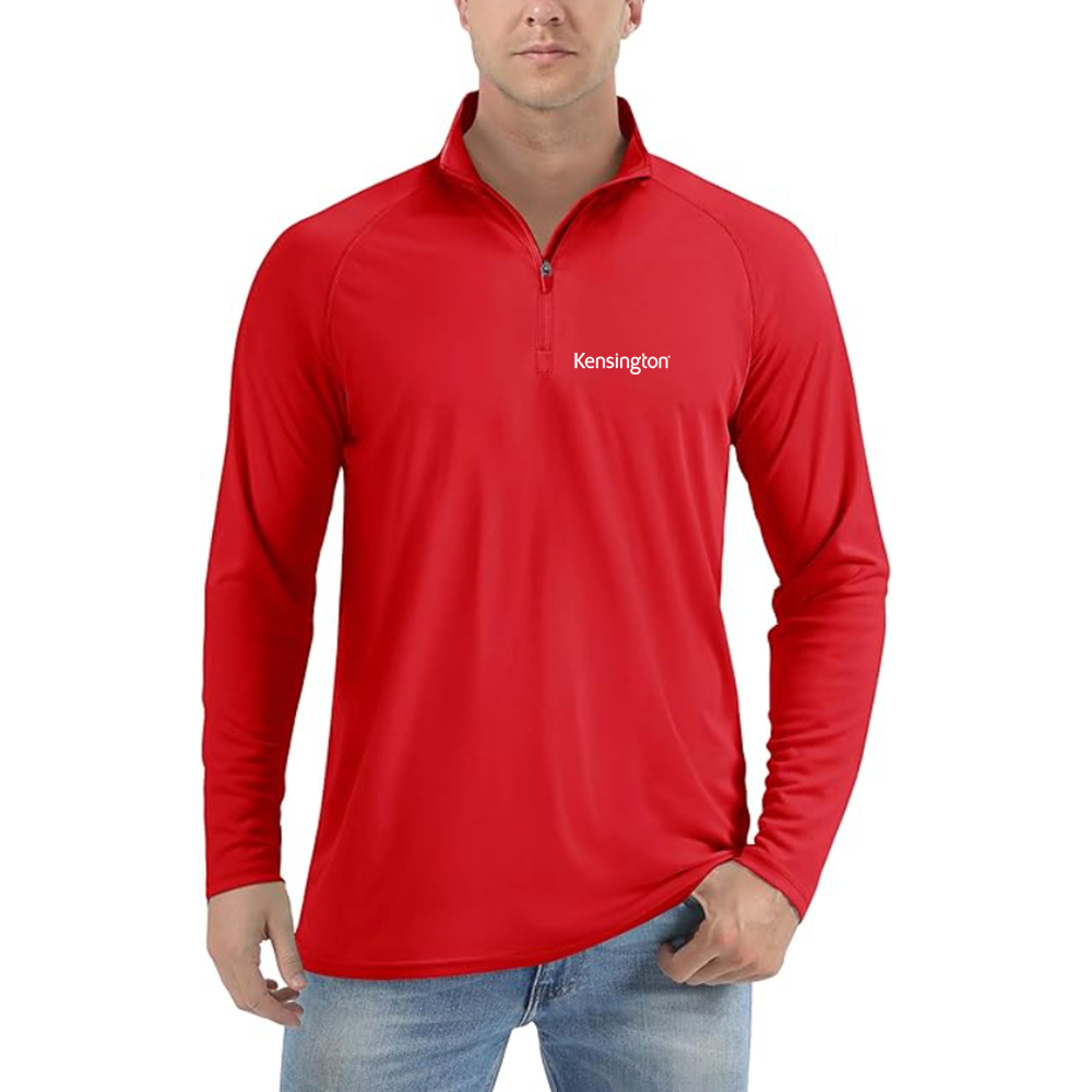 Men's Kensington Logo Lightweight Quarter-Zip Athletic Shirt Long Sleeve Performance Wear