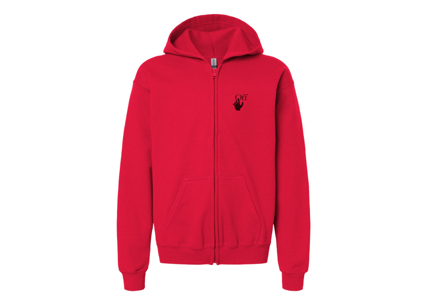 Gildan Heavy Blend Youth Off-White Hand Full Zip Hooded Sweatshirt