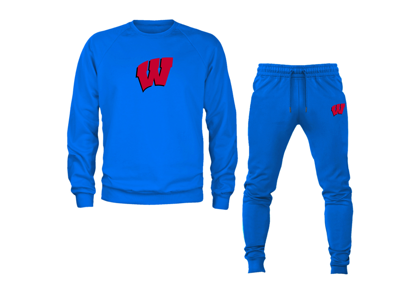 Men's Wisconsin Badgers Crewneck Sweatshirt Joggers Suit