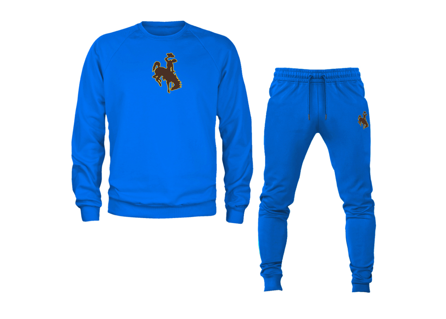 Men's Wyoming Cowboys Crewneck Sweatshirt Joggers Suit