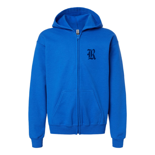 Gildan Heavy Blend Youth Rice Owls Logo Full Zip Hooded Sweatshirt