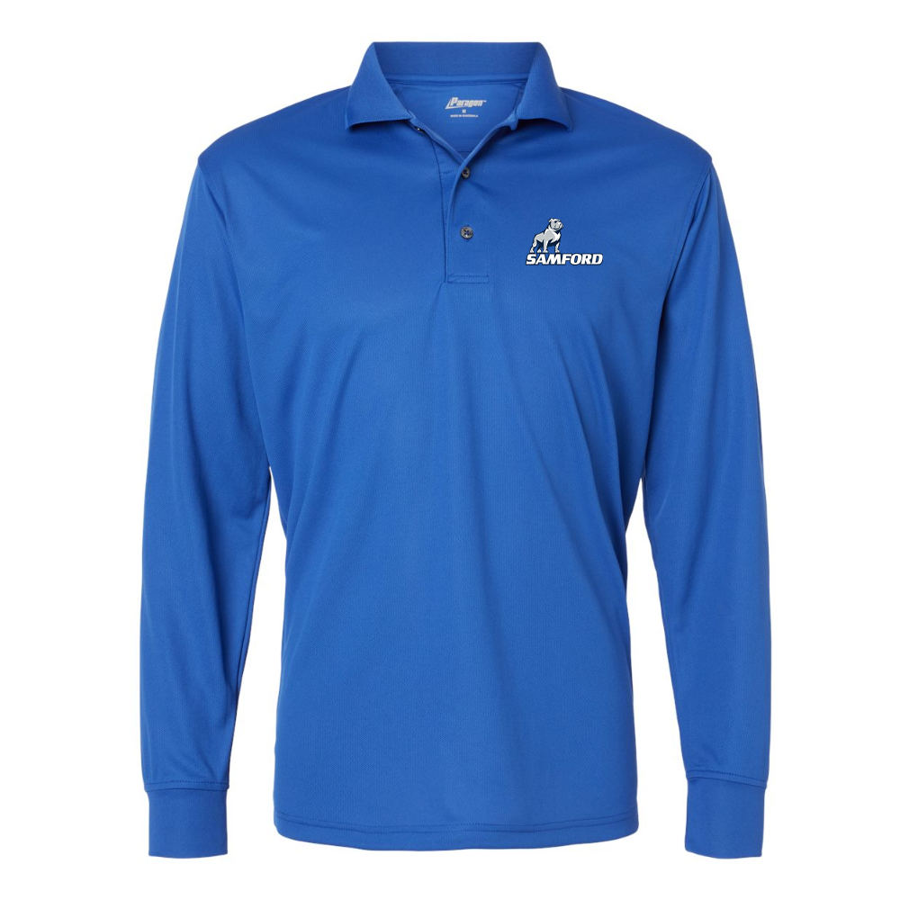 Men's Samford Bulldogs Logo Paragon Prescott Long Sleeve Polo