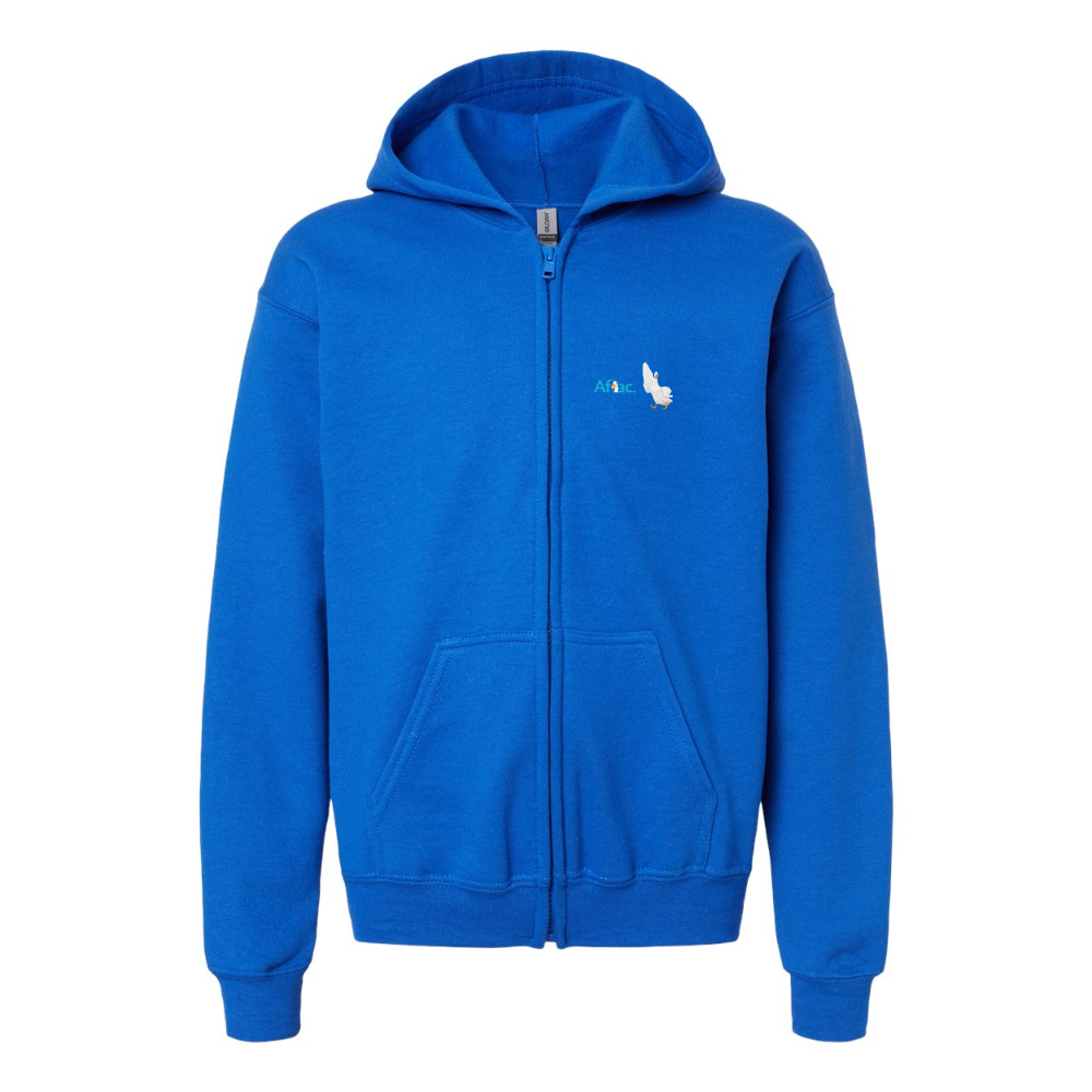 Gildan Heavy Blend Youth Aflac Logo and Duck Full Zip Hooded Sweatshirt
