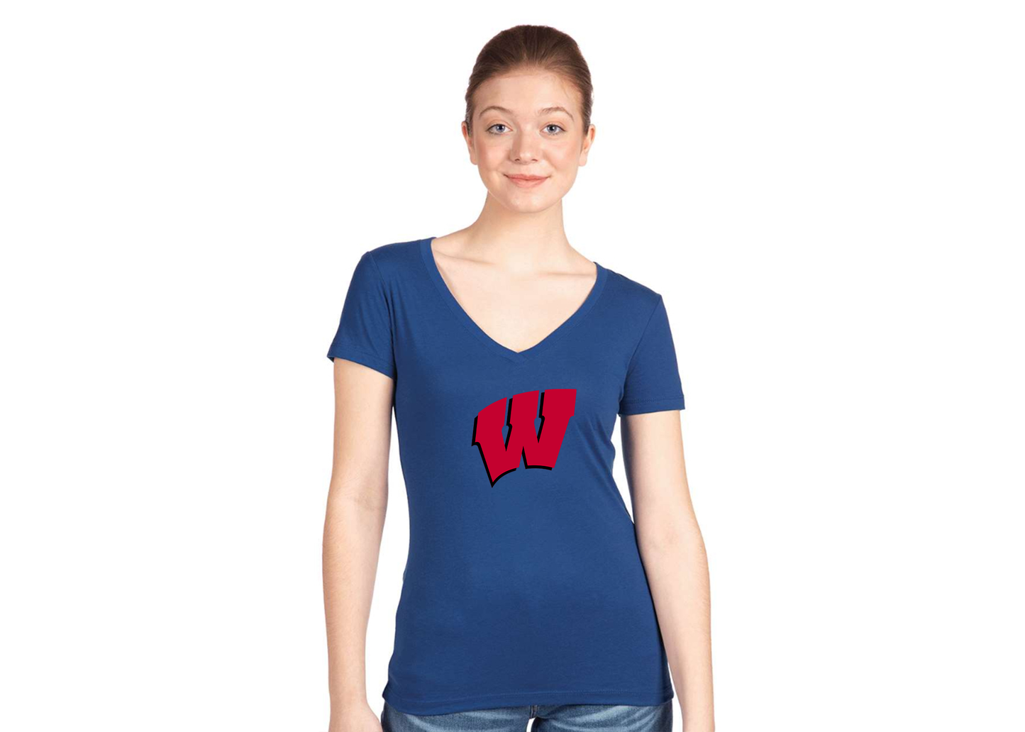 Women's Wisconsin Badgers Next Level V-Neck T-Shirt