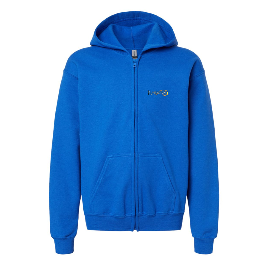Gildan Heavy Blend Youth Runescape Logo Full Zip Hooded Sweatshirt