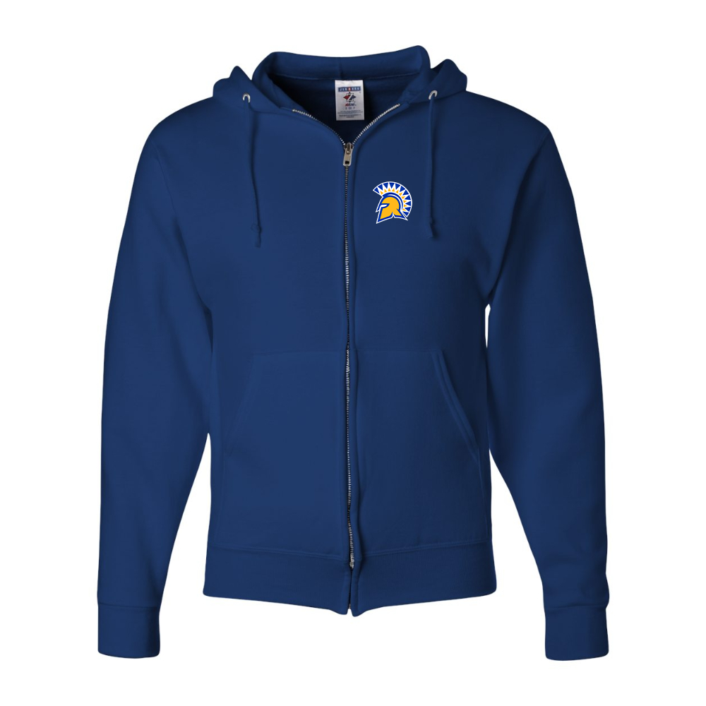 Men's San Jose State Spartans Logo JERZEES NuBlend Full-Zip Hooded Sweatshirt