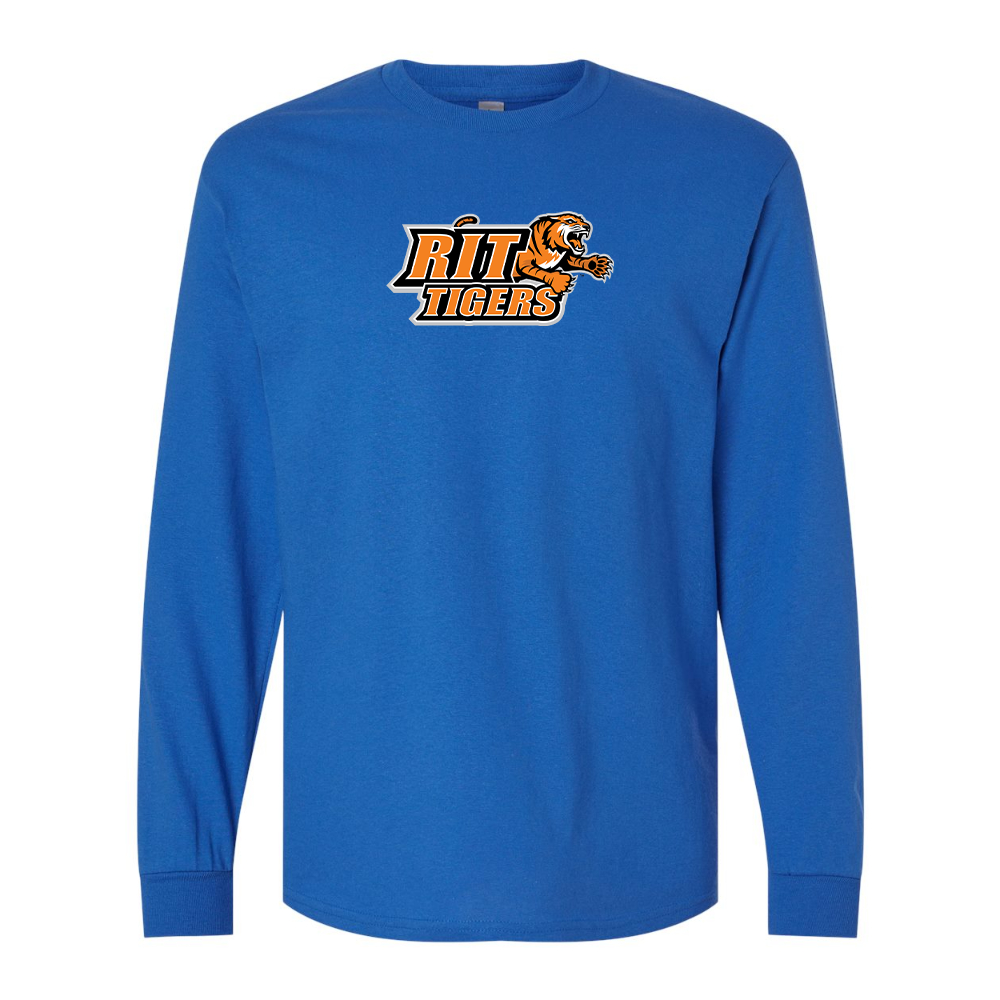 Men's RIT Tigers Logo Gildan Heavy Cotton Long Sleeve T-Shirt