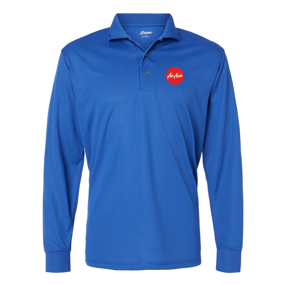 Men's Air Asia Logo Paragon Prescott Long Sleeve Polo