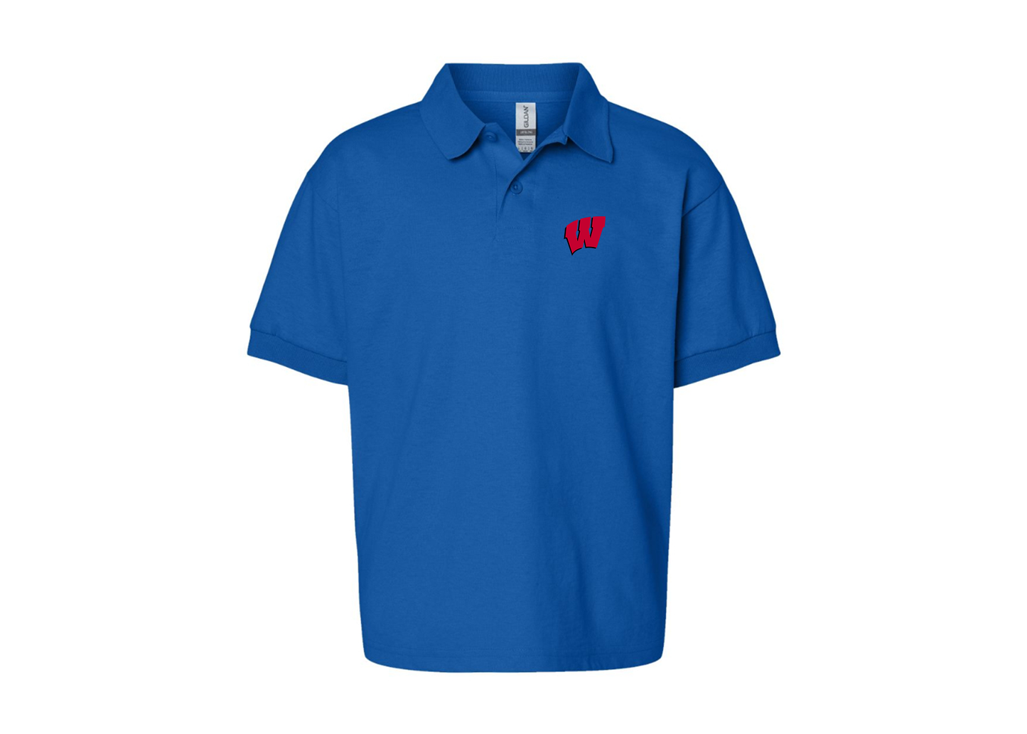 Youth Wisconsin Badgers Gildan Dry Blend Jersey Polo