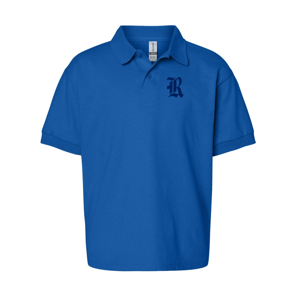 Youth Rice Owls Logo Gildan Dry Blend Jersey Polo