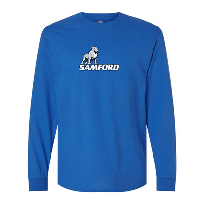 Men's Samford Bulldogs Logo Gildan Heavy Cotton Long Sleeve T-Shirt
