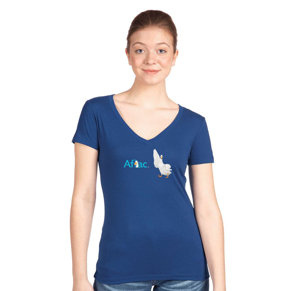 Women's Aflac Logo and Duck Next Level V-Neck T-Shirt