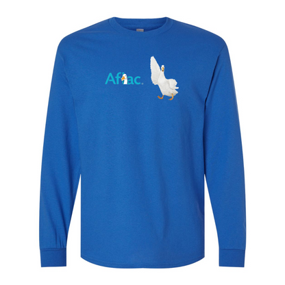 Men's Aflac Logo and Duck Gildan Heavy Cotton Long Sleeve T-Shirt