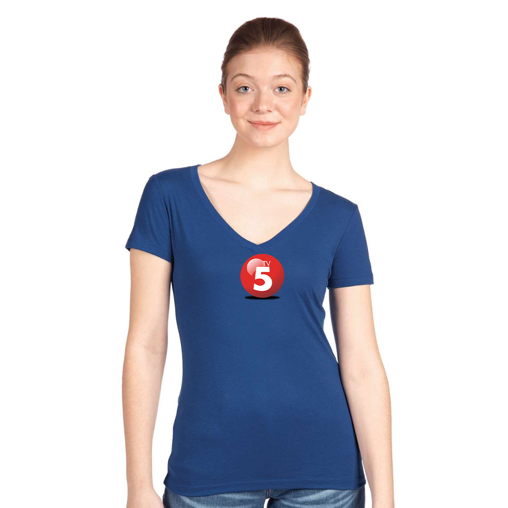 Women's ABC TV5 Logo  Next Level V-Neck T-Shirt