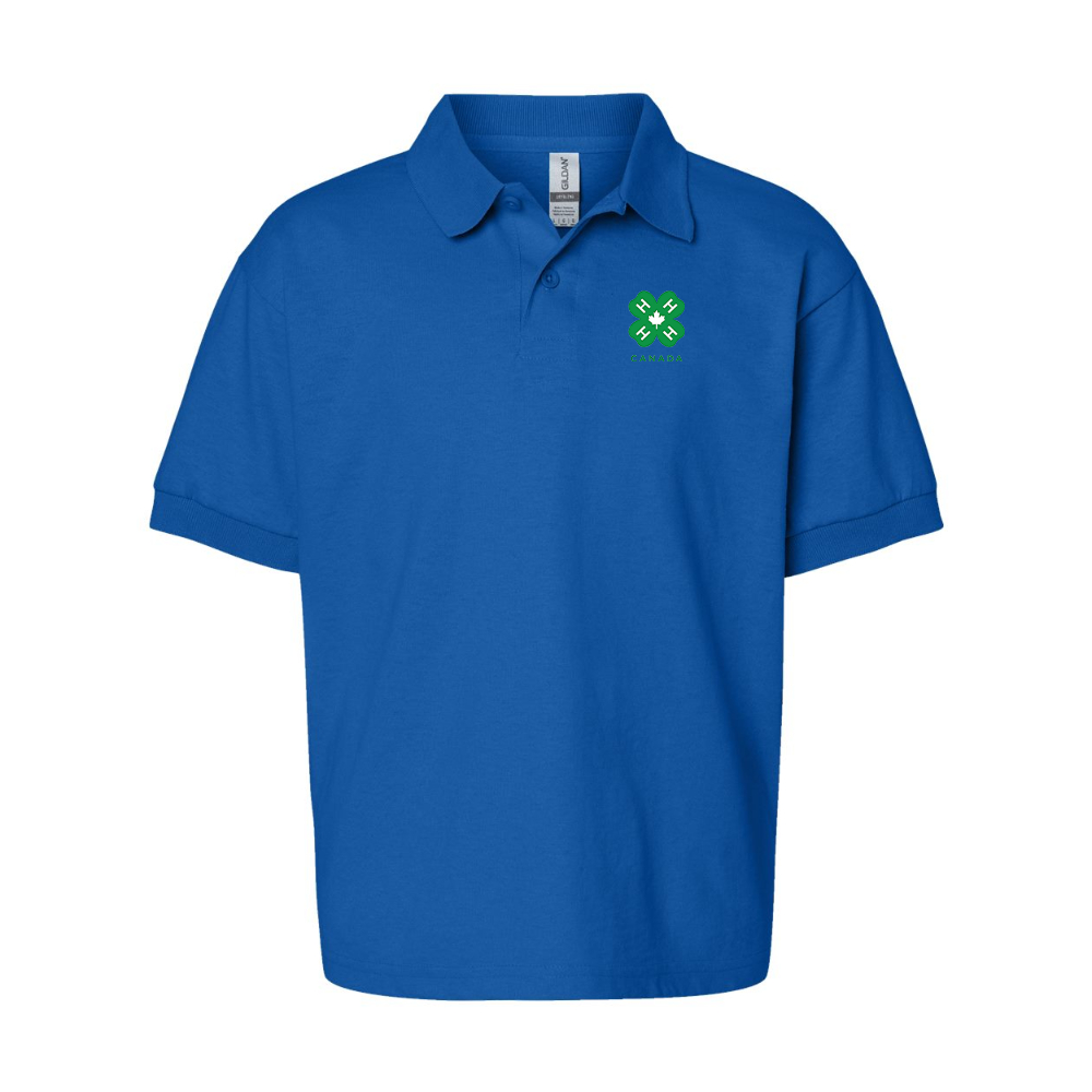 Youth 4H Canada Logo Gildan Dry Blend Jersey Polo