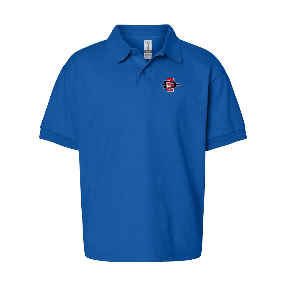 Youth San Diego State Aztecs Logo Gildan Dry Blend Jersey Polo
