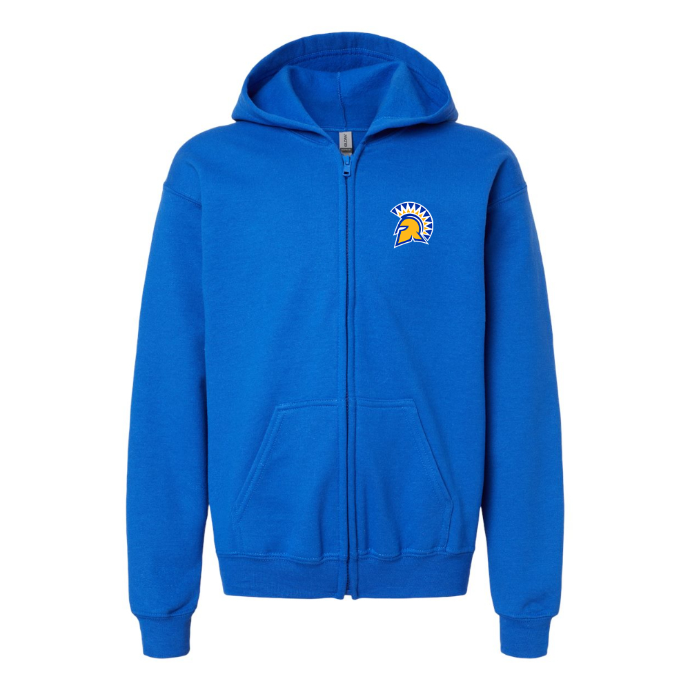 Gildan Heavy Blend Youth San Jose State Spartans Logo Full Zip Hooded Sweatshirt