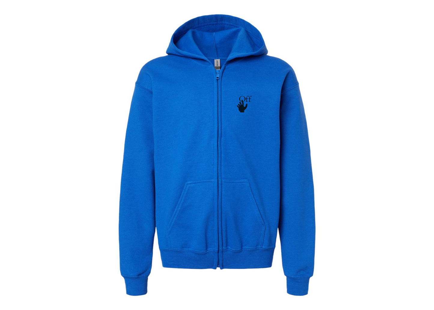 Gildan Heavy Blend Youth Off-White Hand Full Zip Hooded Sweatshirt