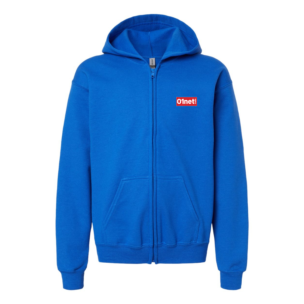 Gildan Heavy Blend Youth 01net Logo Full Zip Hooded Sweatshirt