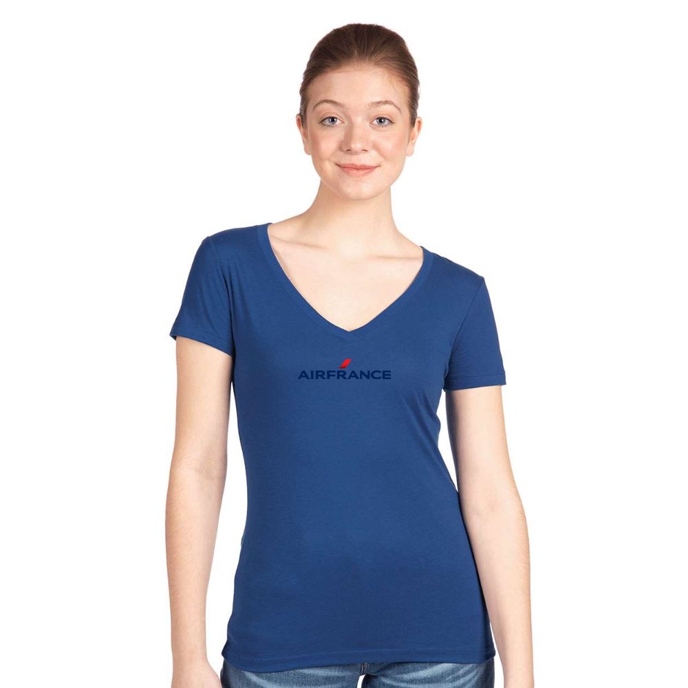 Women's Air France Logo  Next Level V-Neck T-Shirt