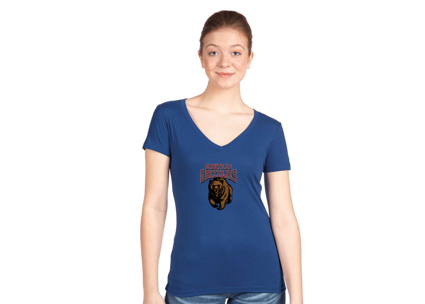 Women's Montana Grizzliesl Next Level V-Neck T-Shirt