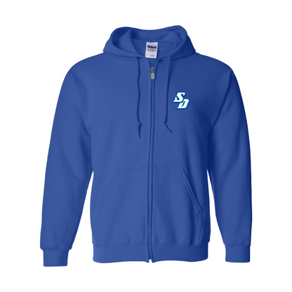 Men's San Diego Toreros Logo Gildan  Heavy Blend Full Zip Hooded Sweatshirt