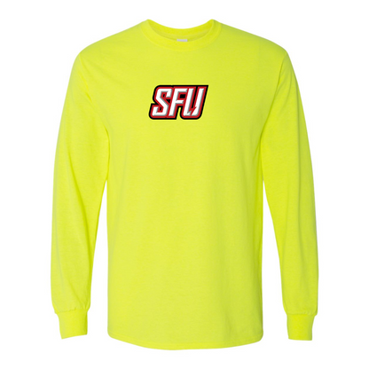 Men's Saint Francis Red Flash Logo Gildan Heavy Cotton Long Sleeve T-Shirt
