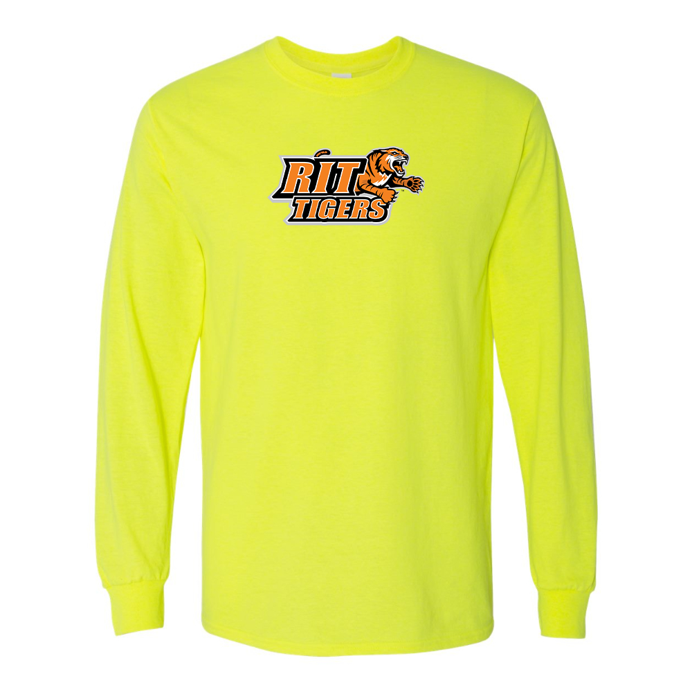 Men's RIT Tigers Logo Gildan Heavy Cotton Long Sleeve T-Shirt