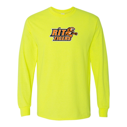 Men's RIT Tigers Logo Gildan Heavy Cotton Long Sleeve T-Shirt