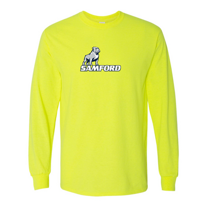 Men's Samford Bulldogs Logo Gildan Heavy Cotton Long Sleeve T-Shirt