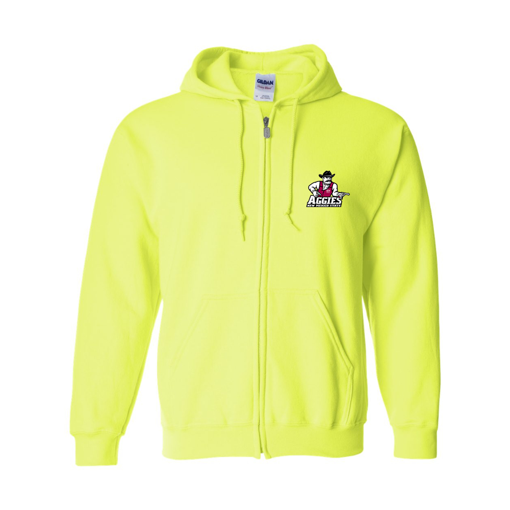 Men's Aggies New Mexico State Logo Gildan  Heavy Blend Full Zip Hooded Sweatshirt