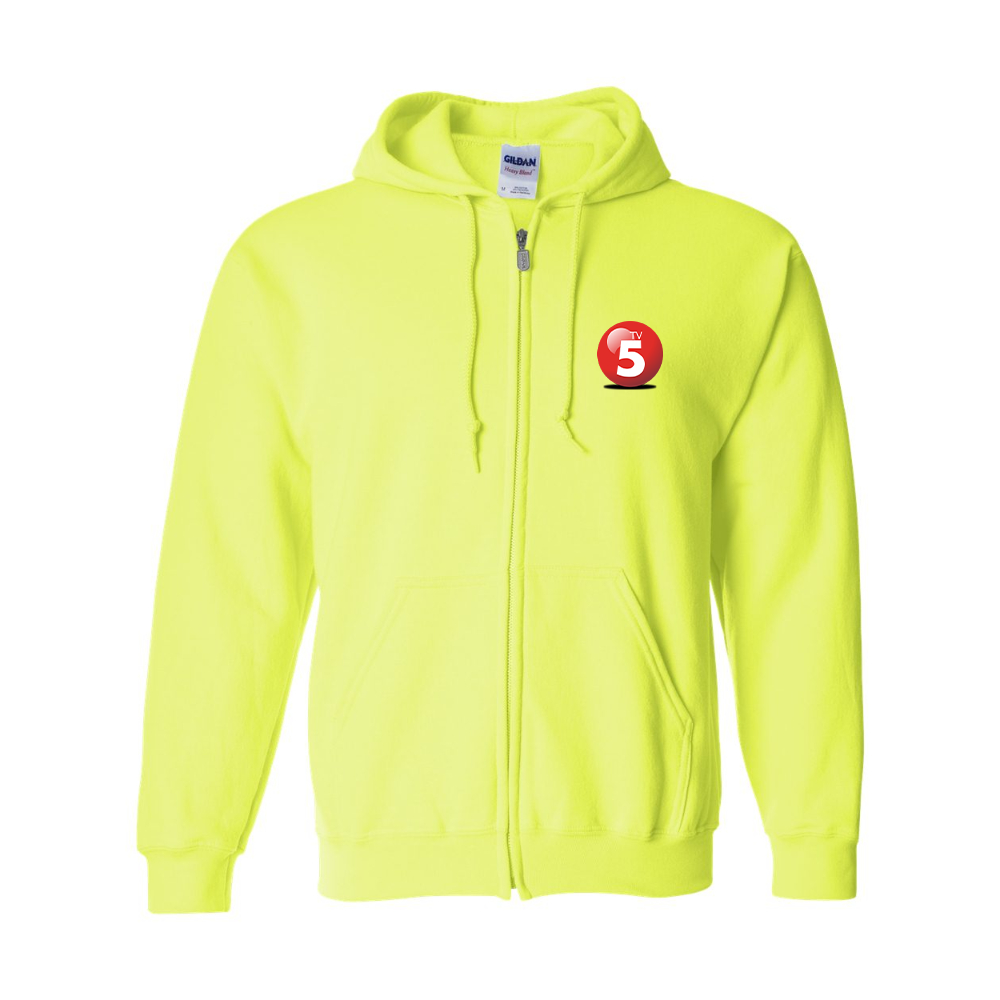 Men's ABC TV5 Logo Gildan  Heavy Blend Full Zip Hooded Sweatshirt