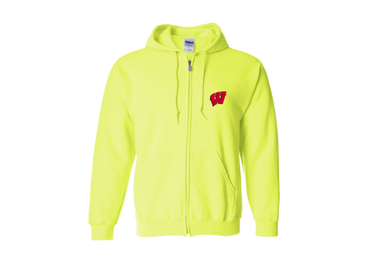 Men's Wisconsin Badgers Gildan  Heavy Blend Full Zip Hooded Sweatshirt