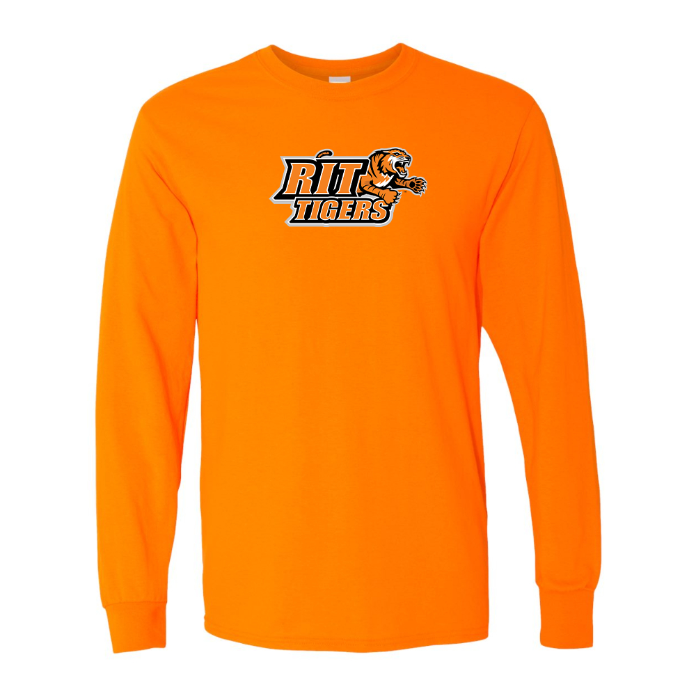 Men's RIT Tigers Logo Gildan Heavy Cotton Long Sleeve T-Shirt