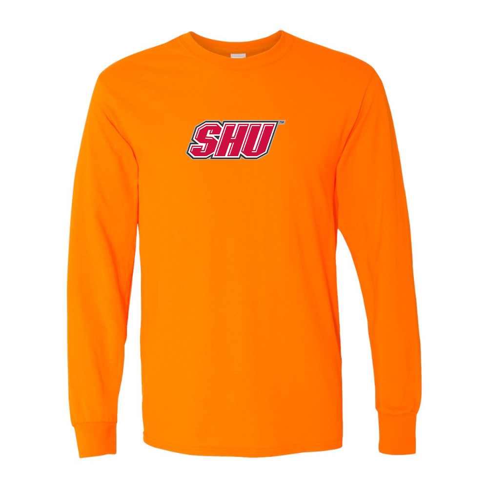 Men's Sacred Heart Pioneers Logo Gildan Heavy Cotton Long Sleeve T-Shirt