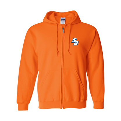 Men's San Diego Toreros Logo Gildan  Heavy Blend Full Zip Hooded Sweatshirt