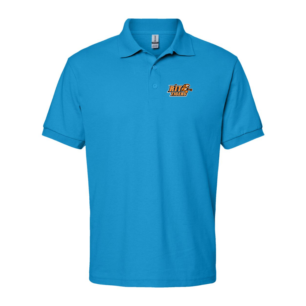 Men's RIT Tigers Logo Gildan Dry Blend Jersey Polo