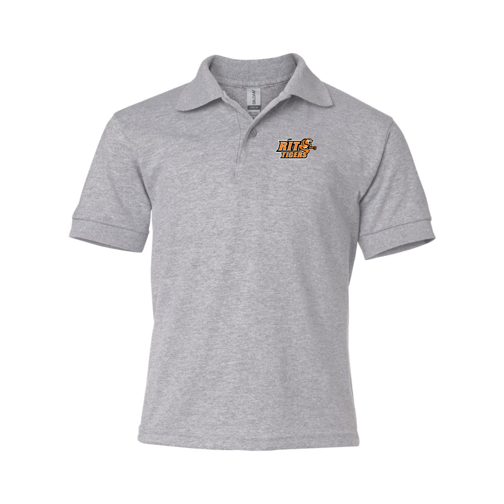 Youth RIT Tigers Logo Gildan Dry Blend Jersey Polo
