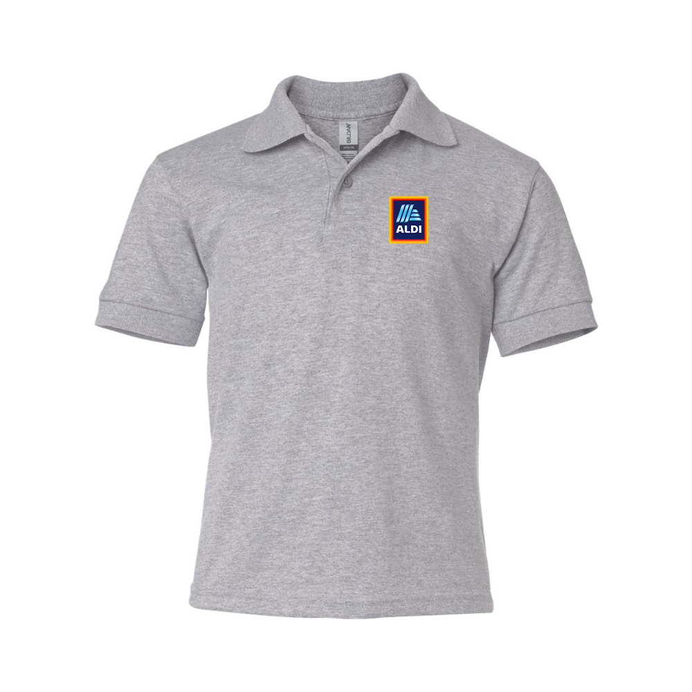 Youth Aldi Logo Gildan Dry Blend Jersey Polo