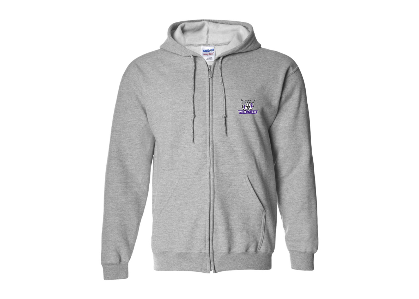 Men's Weber State Wildcats Gildan  Heavy Blend Full Zip Hooded Sweatshirt