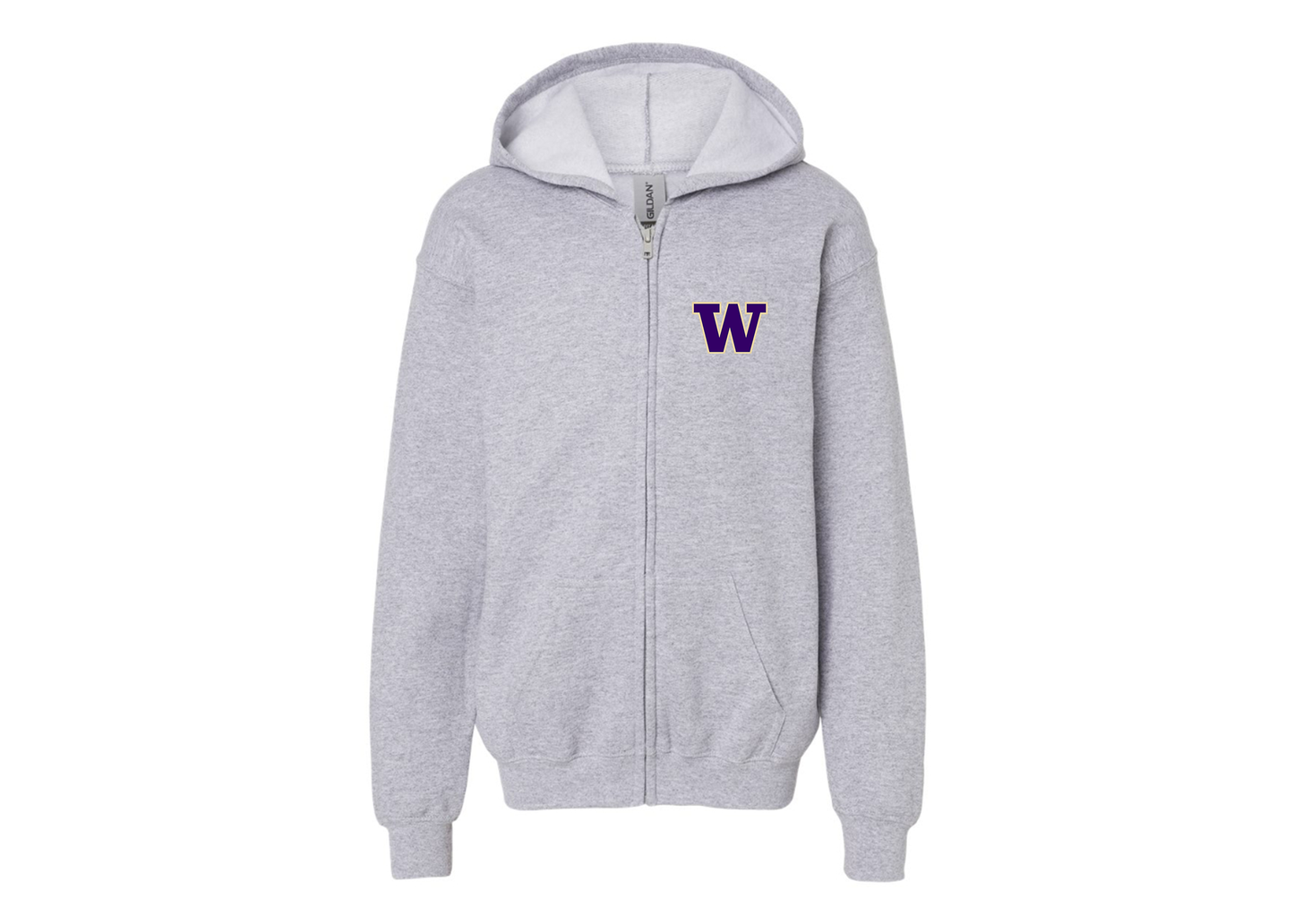Gildan Heavy Blend Youth Washington Huskies Full Zip Hooded Sweatshirt