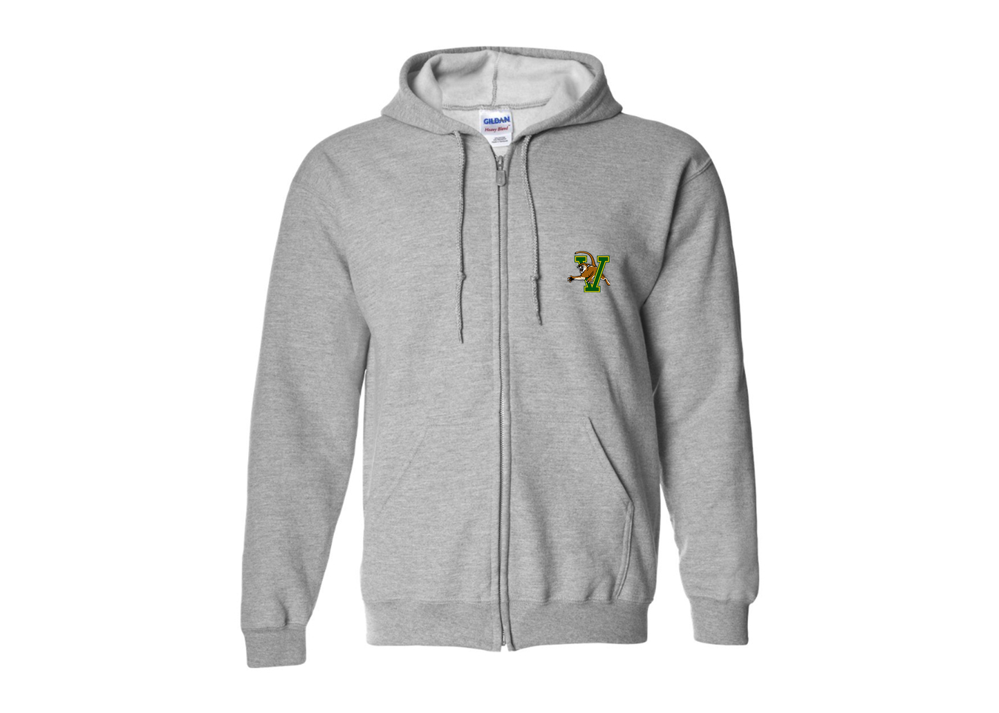 Men's Vermont Catamounts Gildan  Heavy Blend Full Zip Hooded Sweatshirt