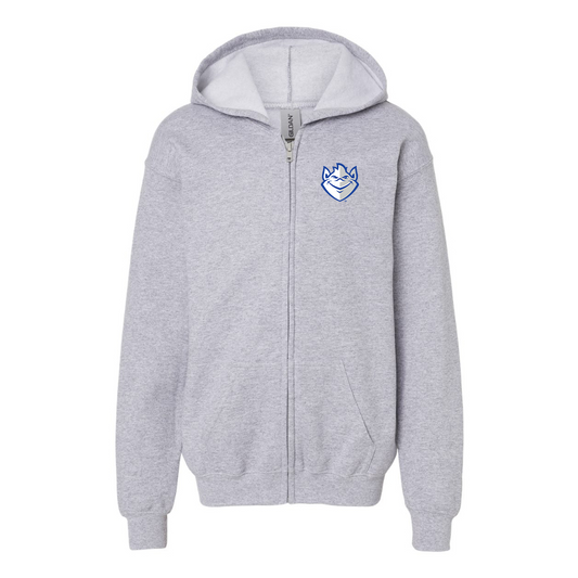 Gildan Heavy Blend Youth Saint Louis Billikens Logo Full Zip Hooded Sweatshirt