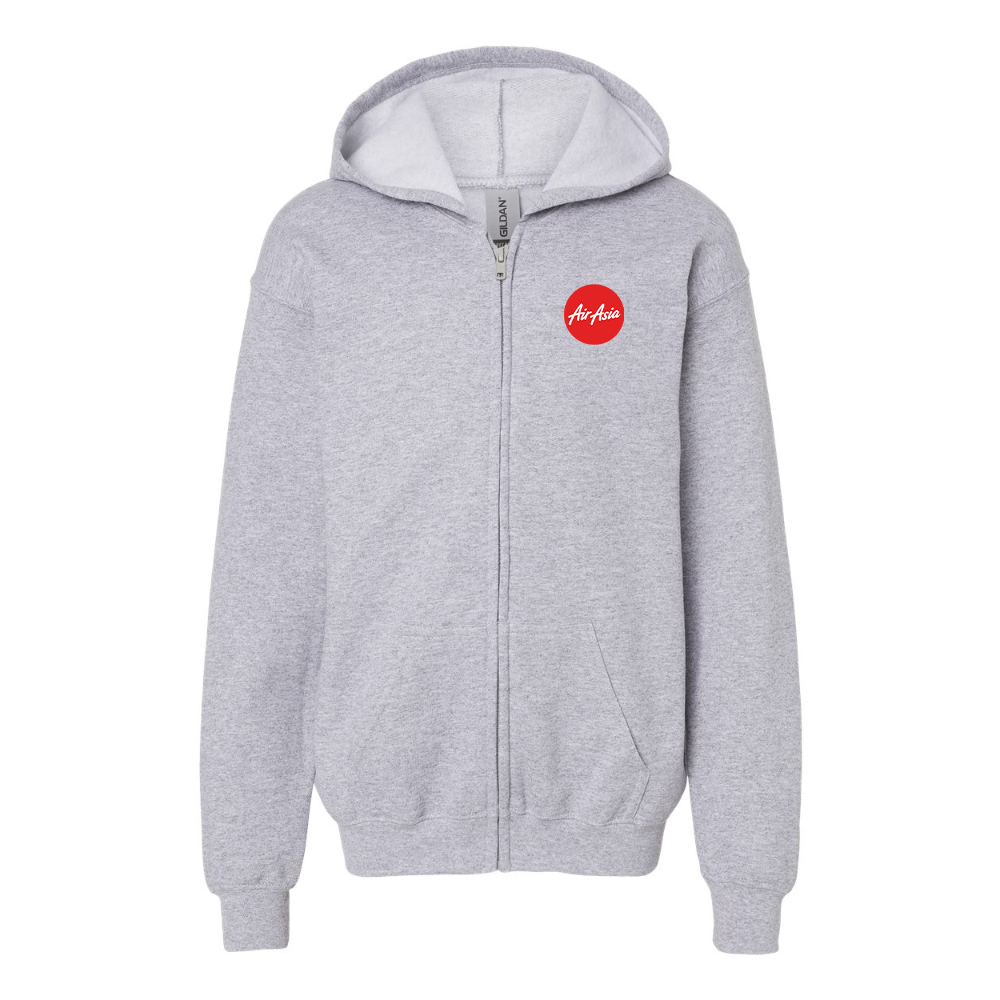 Gildan Heavy Blend Youth Air Asia Logo Full Zip Hooded Sweatshirt