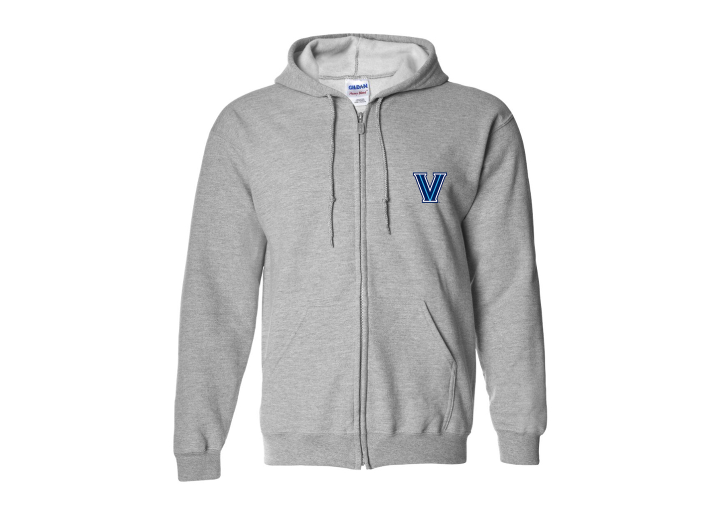 Men's Villanova Wildcats Gildan  Heavy Blend Full Zip Hooded Sweatshirt