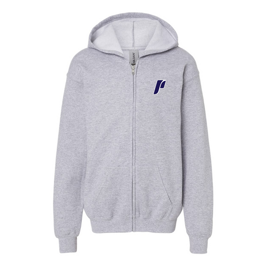 Gildan Heavy Blend Youth Portland Pilots Logo Full Zip Hooded Sweatshirt