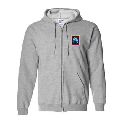 Men's Aldi Logo Gildan  Heavy Blend Full Zip Hooded Sweatshirt