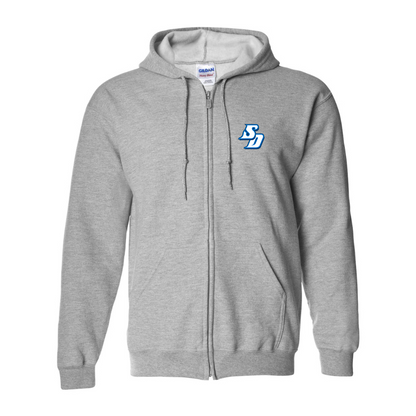 Men's San Diego Toreros Logo Gildan  Heavy Blend Full Zip Hooded Sweatshirt