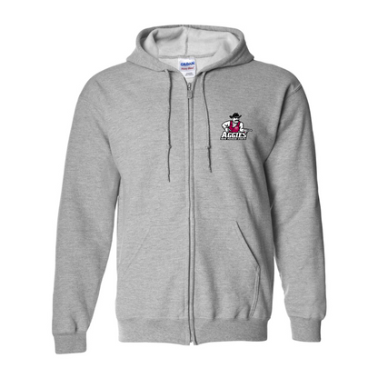 Men's Aggies New Mexico State Logo Gildan  Heavy Blend Full Zip Hooded Sweatshirt