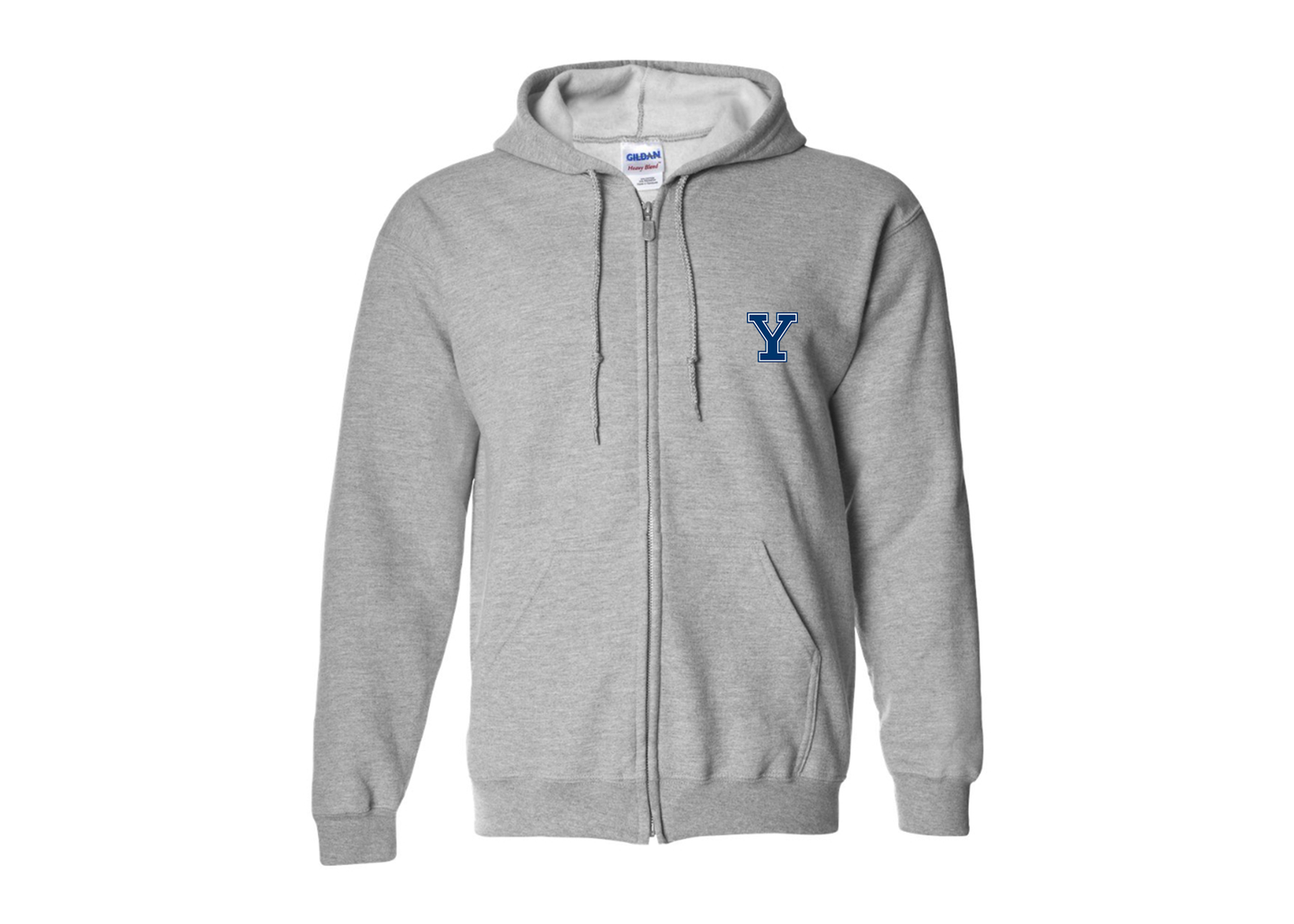 Men's Yale Bulldogs Gildan  Heavy Blend Full Zip Hooded Sweatshirt